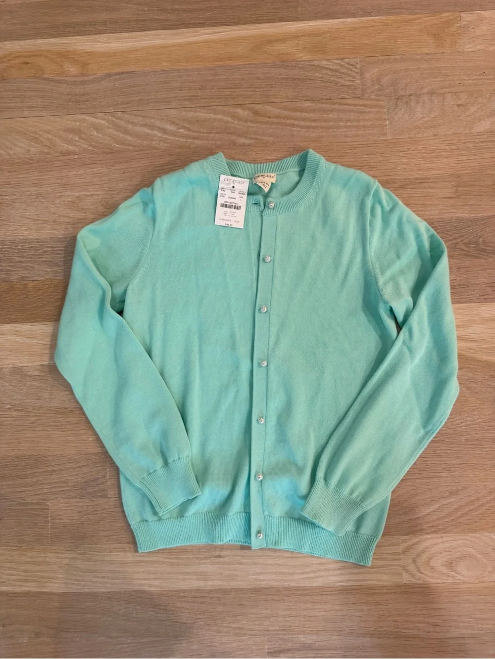 Crewcuts Mint Green Girls Button-Up Cardigan new with tags - Picture 2 of 5